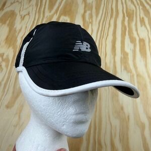 New Balance Running Hat Black White Mesh Performance Adjustable Baseball Cap